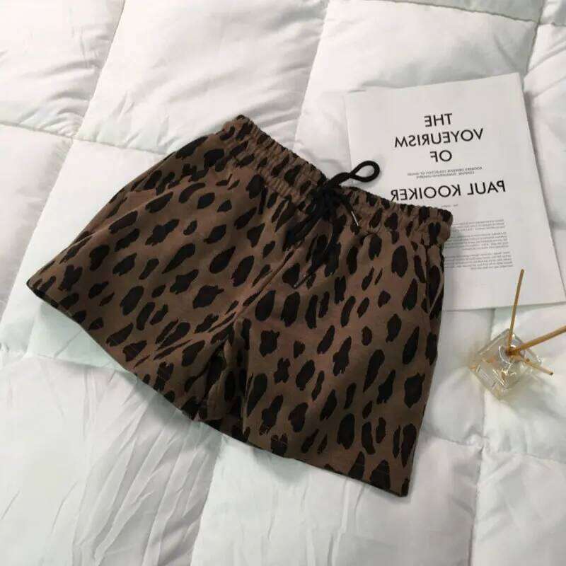 New Leopard Print Shorts Casual To Wear High-waisted, Slimming and Tight Wide-leg Hot Pants for Women XJ260206