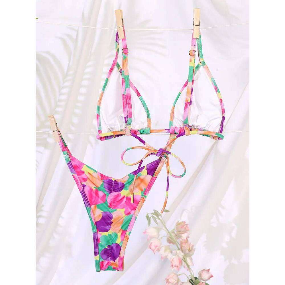 Miyouj Triangle Bikini Set Print Sexy Swimwear Women Swimsuit Bandage Beachwear Mujer Biquini String Swimsuits Z260206