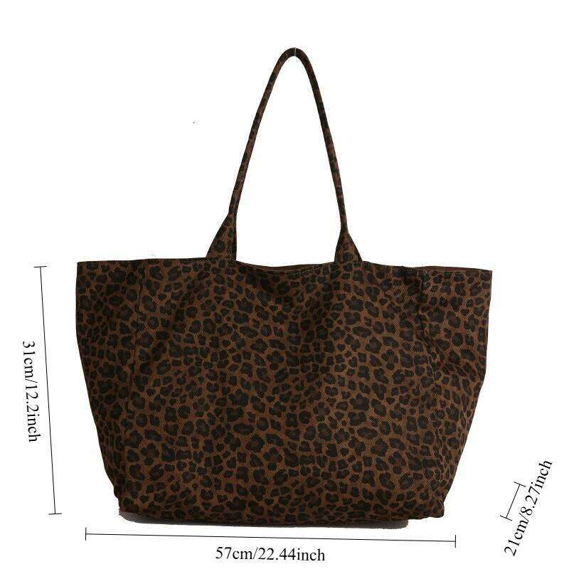 Fashionable Leopard Print Tote Women Leisure and Commuting Shoulder Large Simple Texture Storage Bag Casual Daily Use Y260205