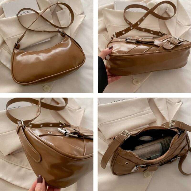 Retro Casual Belt Women's Shoulder Bags Versatile Cool Hot Girls Crossbody Handbags Y2k Simple Female Underarm Bag Purse Y260205