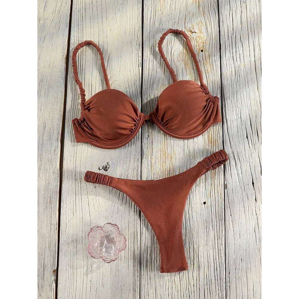 Rinabe Blue Swimsuit For Women Two-Piece Push Up Bikini Set Low Waist Beachwear High Cut Bathsuits Female Swim Suits Z260206