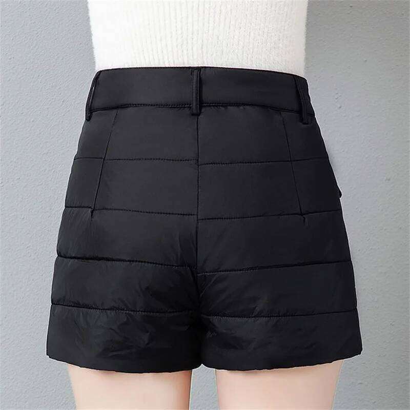 Autumn Winter Down Cotton Short Women New Pure Colour Fake Two-Piece Skirt Pants Fashion Covered Button Culottes Female XJ260206