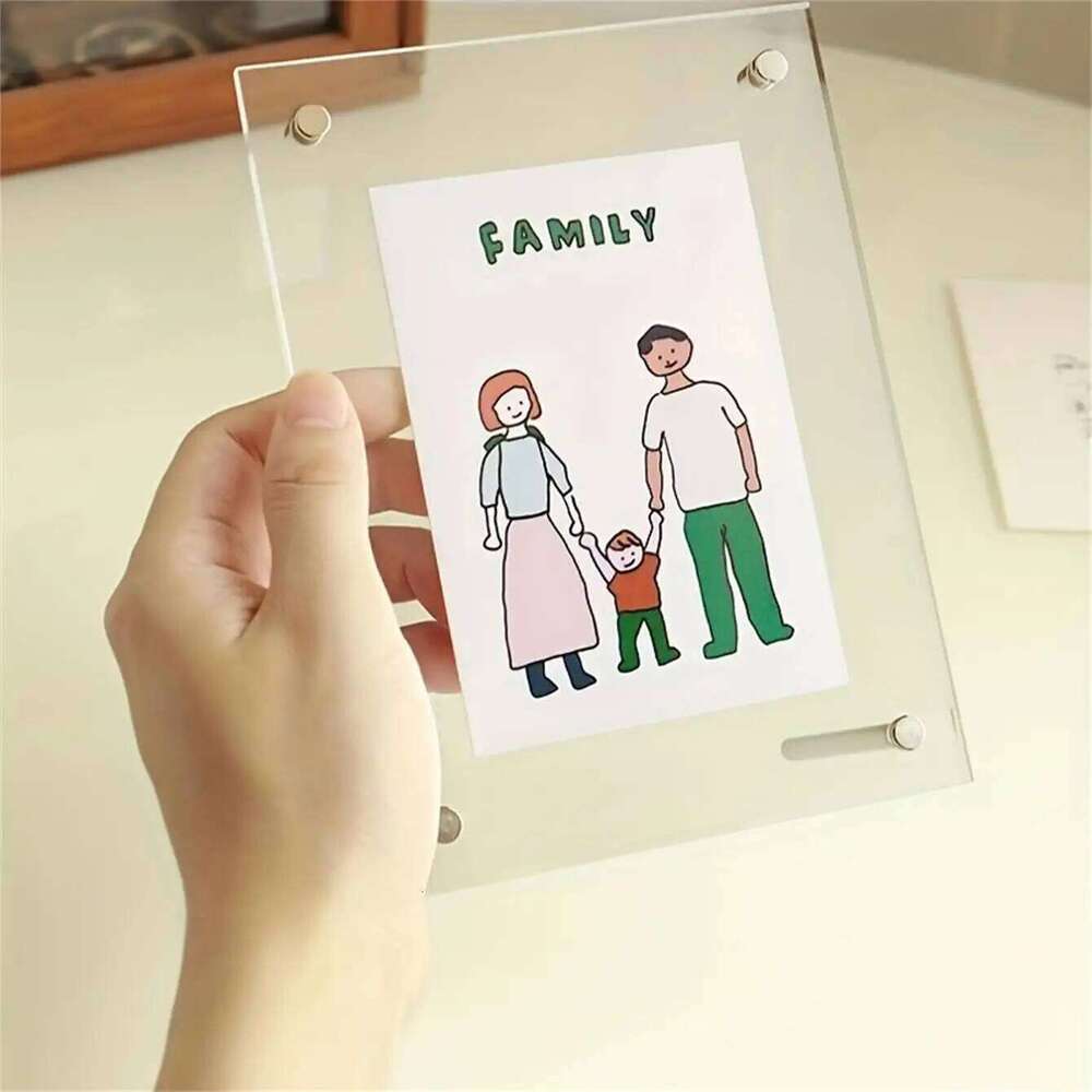 Transparent Picture 6-Inch Wall-Mounted Ins Postcard Poster Display Stand 7-inch Acrylic Photo Frame Table S260205