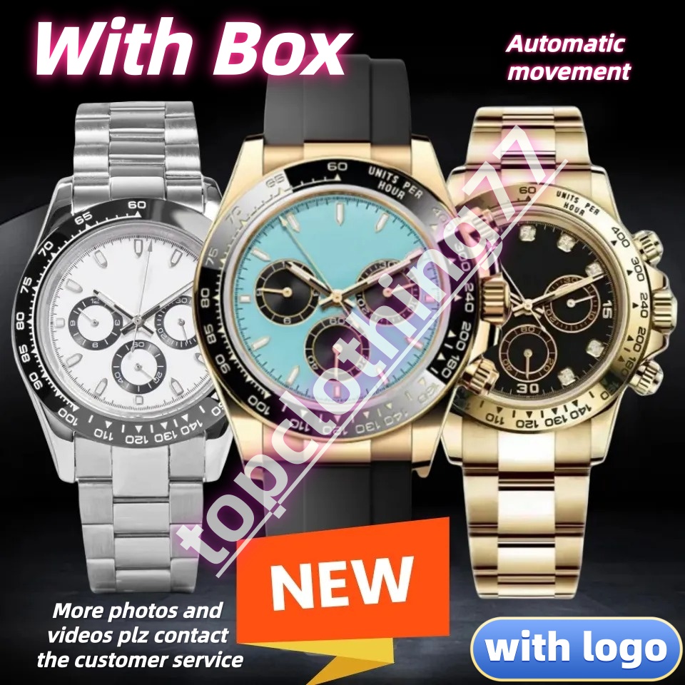 Daytons Mens Automatic Watch - 40MM Mechanical Waterproof Stainless Steel and Rubber Strap Wristwatch with Box - Designer Luxury Orologio