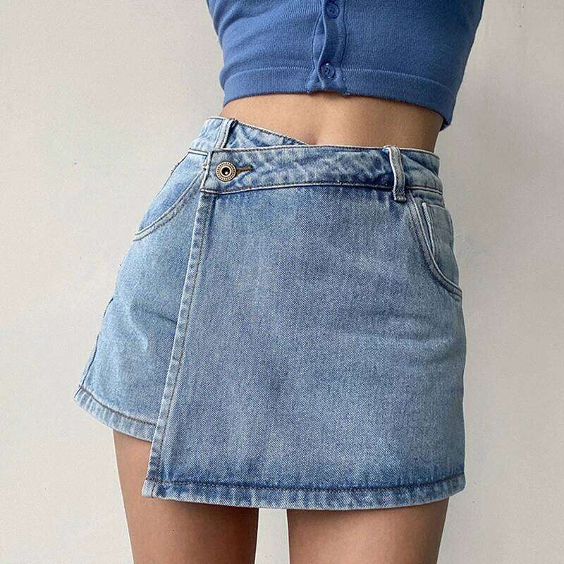 Fashion A-Line Denim for Women 2023 Summer High Waist Skirt Pants Woman Light Blue Slim Streetwear Shorts Female XJ260206