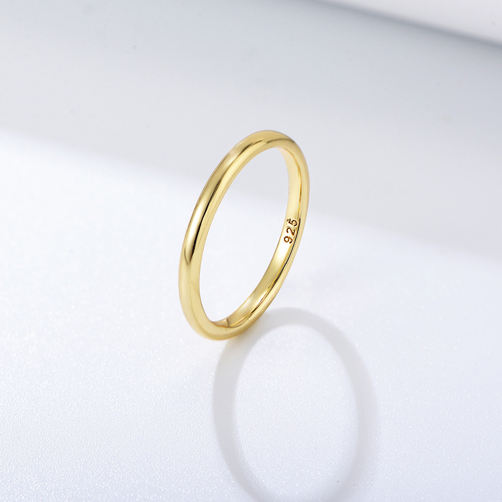 Plain Band Pure Silver Women Plated 14K Gold Korean Style Ins Niche Minimalist Light Luxury Thin Tail Smooth Surface Index Finger Ring