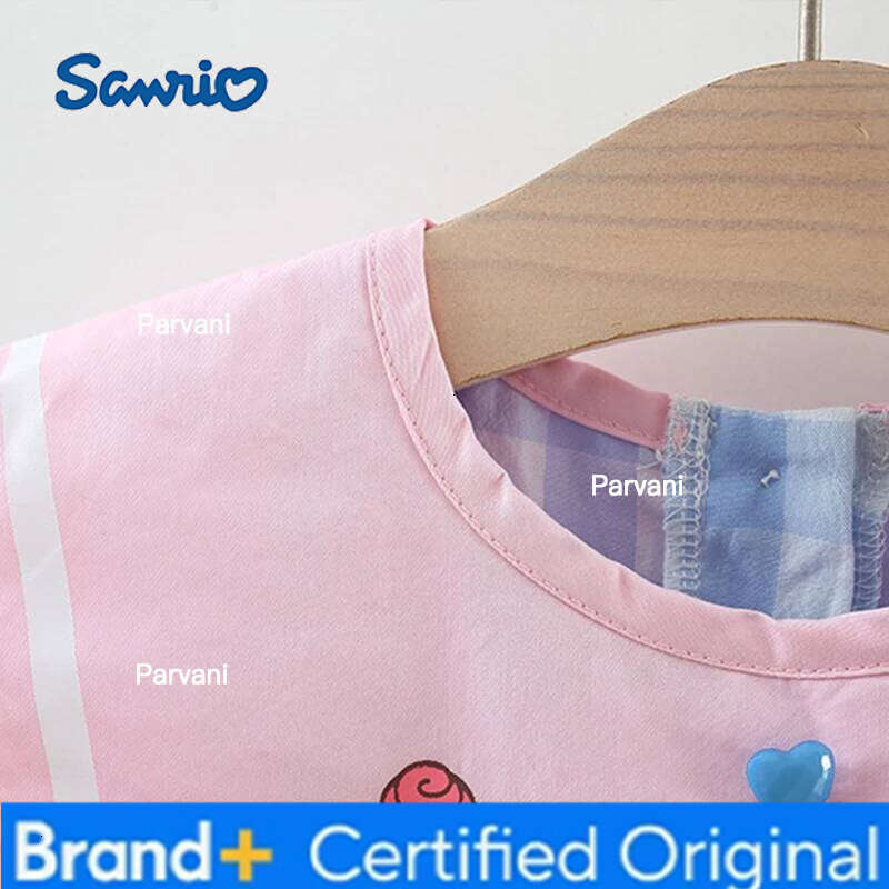 Sanrio Summer New Baby Girls School Style Small Animal Print Blue Plaid Bow Princess Dress Sleeveless Lightweight H260206 - view 5