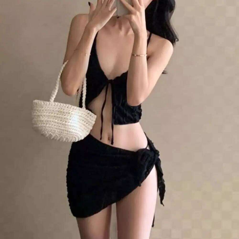 Slimming Design Three-Piece Small Chest Strapless Korean Style Bikini Separate Pieces High-End Feel Women's Swimsuit Z260206