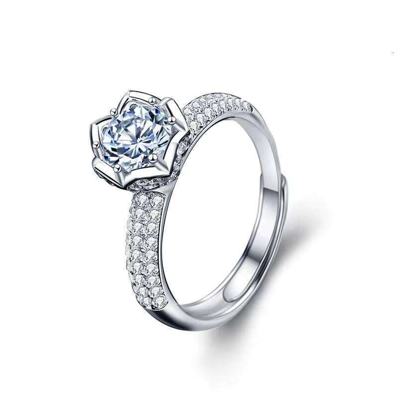 Xjz027 Classic Luxury Real Solid 925 Sterling Silver Ring 1.0Ct Moissanite Diamond Wedding Jewelry Rings Engagement For Women