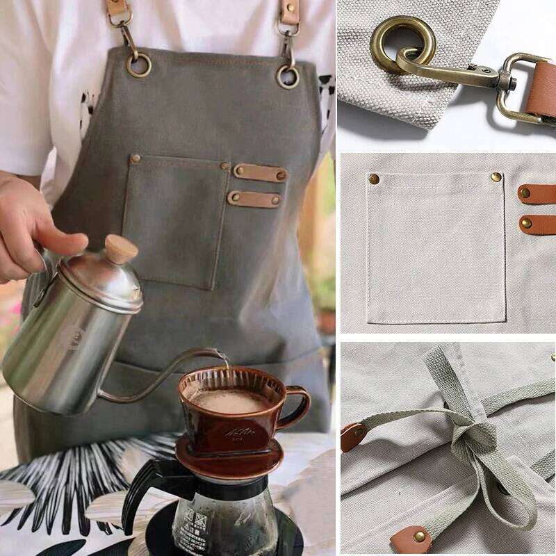 Thicken Canvas Denim Antifouling Barista Kitchen Restaurant Worker Barber Carpenter Florist Apron for Women Man S260205 283