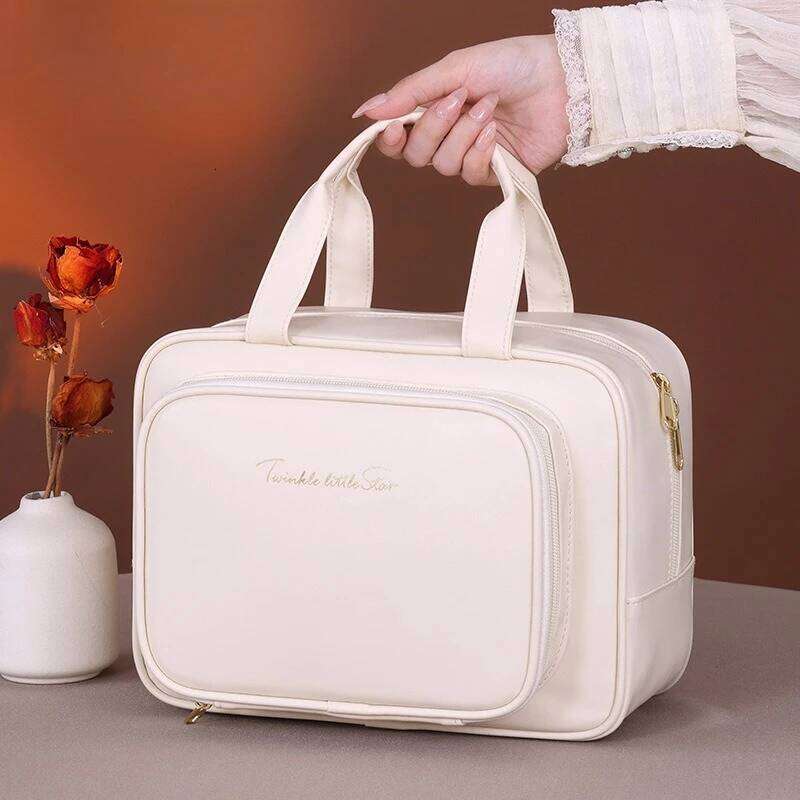 Pu Fashion Tote Women Makeup Large Capacity Travel Organizer Cosmetic Toiletry Pouch Portable Zipper Make up Storage Bag Y260206