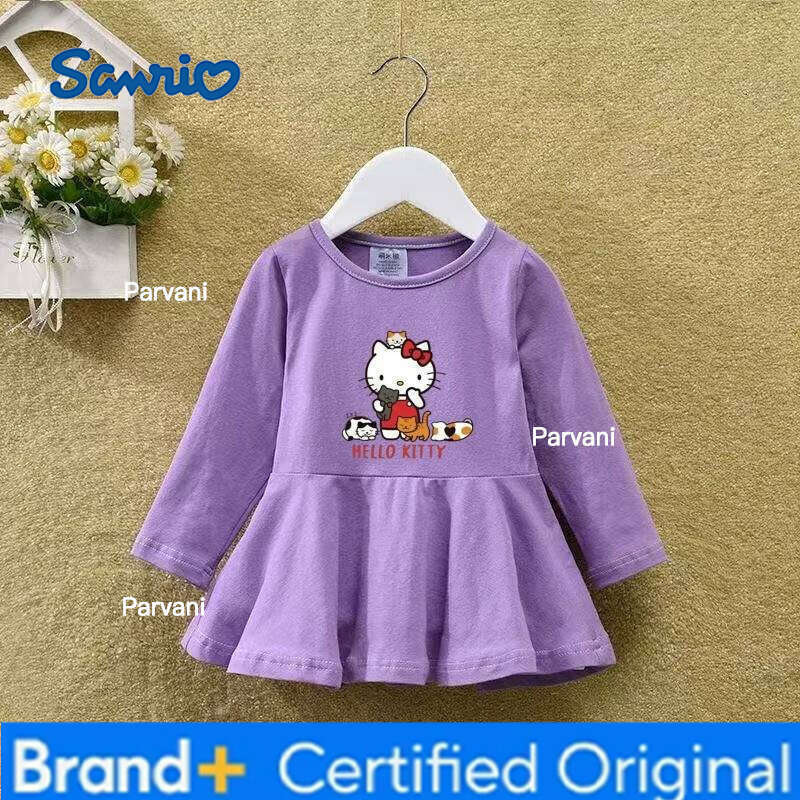Sanrio Autumn Baby Girls Clothes Kid Long Sleeves Hello Kitty Dress Children Sweet Cartoon Printed Dresses Princess Outfits H260206 - view 7