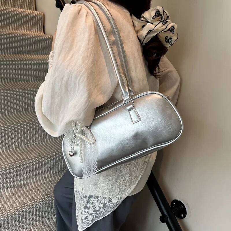 Silver Ballet Sle Large Capaci Women's Handbag Pillow oulder Versatile Underarm Trendy French Bread Bag Y260205