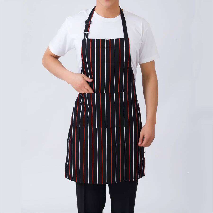 1pc Adjustable Adult Striped Restaurant Chef Apron Outdoor Camping Picnic Kitchen Cook Aprons S260205