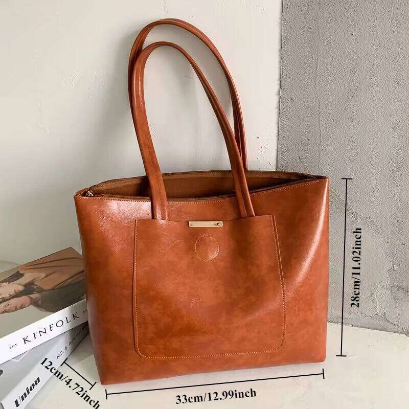 2025 New Fashion Handbag Women's Shoulder PU Leather Daily Leisure Shopping Commuter Large Capacity Laptop IPad Bag Y260205