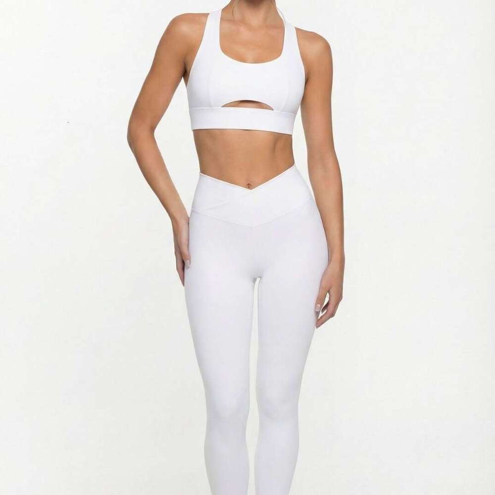 New Yoga Wear Shockproof Sports Bra Summer Barely There Lift Hip Slimming Breathable Nine-point Pants Fitness Two-piece Set Women