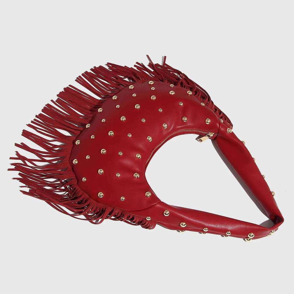 Women PU Leather Underarm European American Retro Personalized Tassel Rivet Trendy Simple Single Shoulder Crossbody Bag Y260205