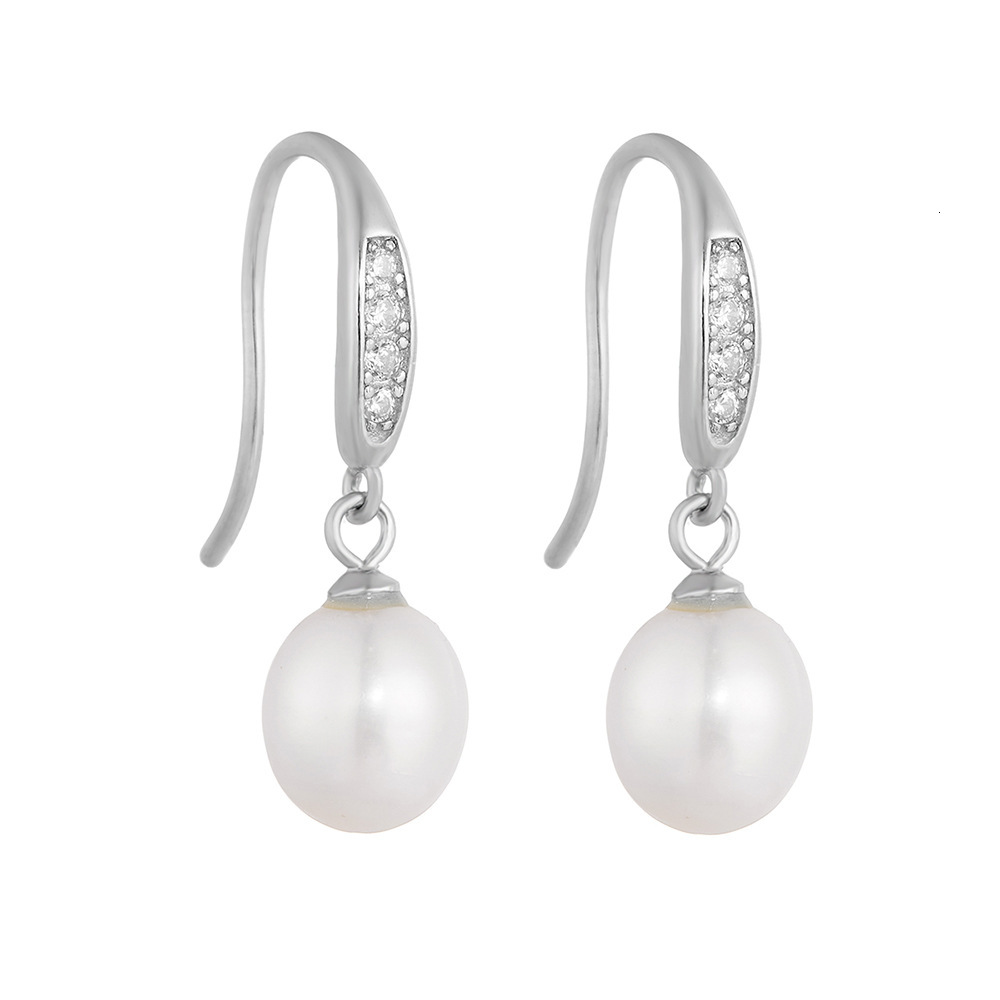 s925 sterling silver freshwater pearl long hook for women, light luxury vintage high-end earrings
