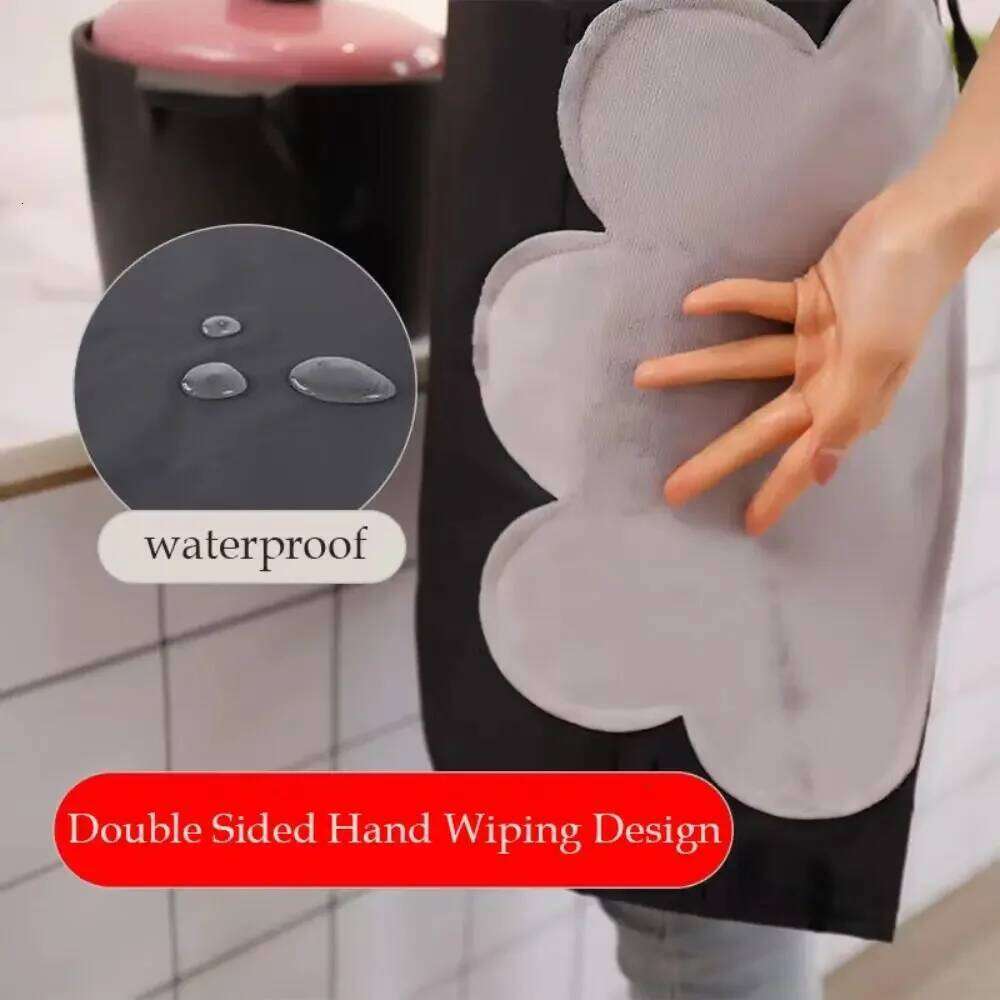 Cute Pocket Hand-wiping Kitchen Household Cooking Oil-proof Waterproof Men Women Adult Coffee Overalls Wipe Hand Apron S260205