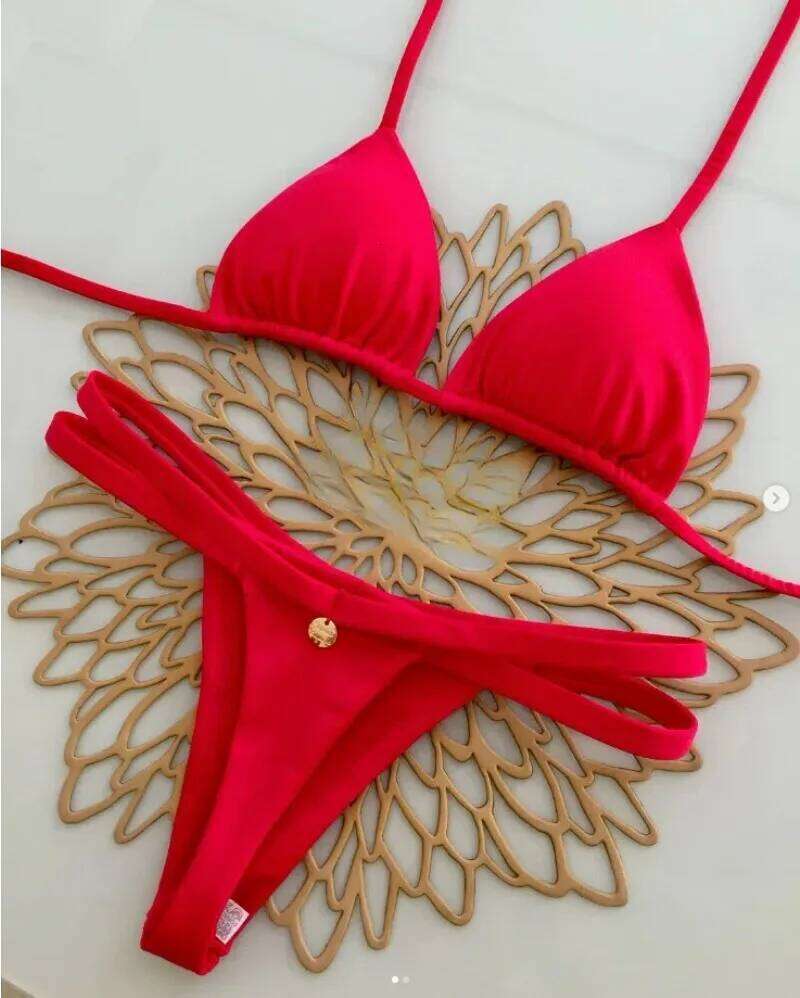 New Split Briefs Bikini Sexy Brazil Swimsuit Women's Beach Vacation Bikin Z260206