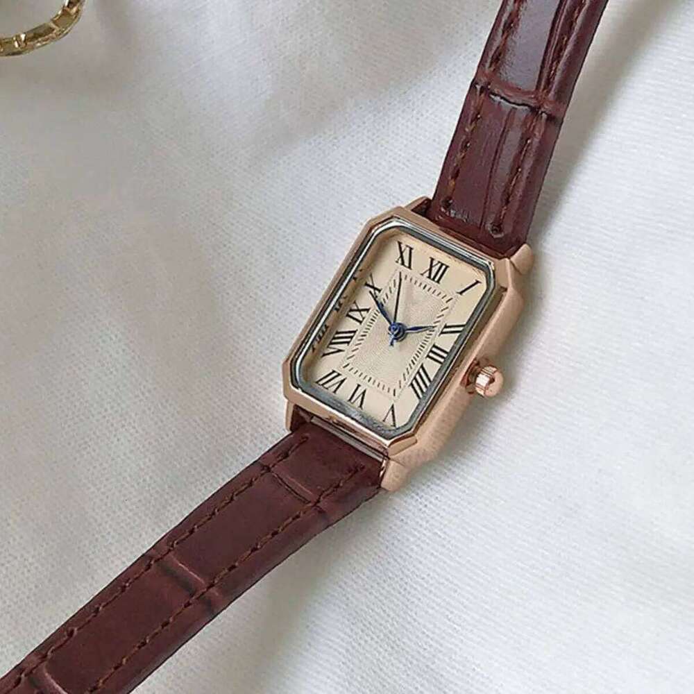 Retro Classic Casual Quartz Dial Leather Strap Band Rectangle Clock Fashionable Wrist Watches for Women Z260206