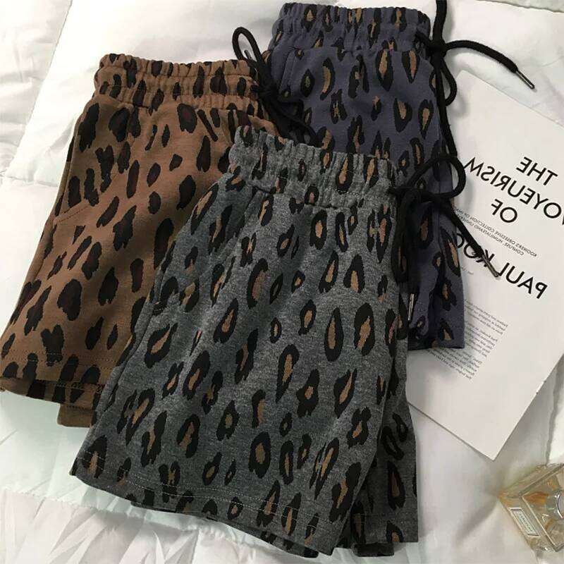 New Leopard Print Shorts Casual To Wear High-waisted, Slimming and Tight Wide-leg Hot Pants for Women XJ260206