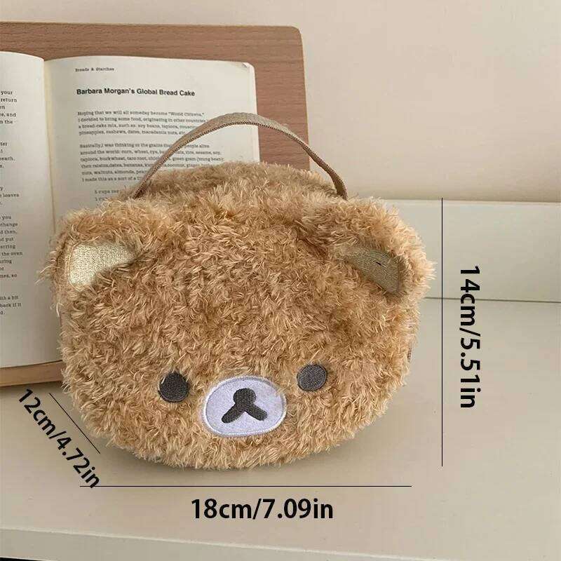 1Pcs Plushes Bear Makeup Women's Cosmetic Bag Jewelry Storage Pouch Girl Organizer Handbags Halloween And Christmas Gifts Y260206