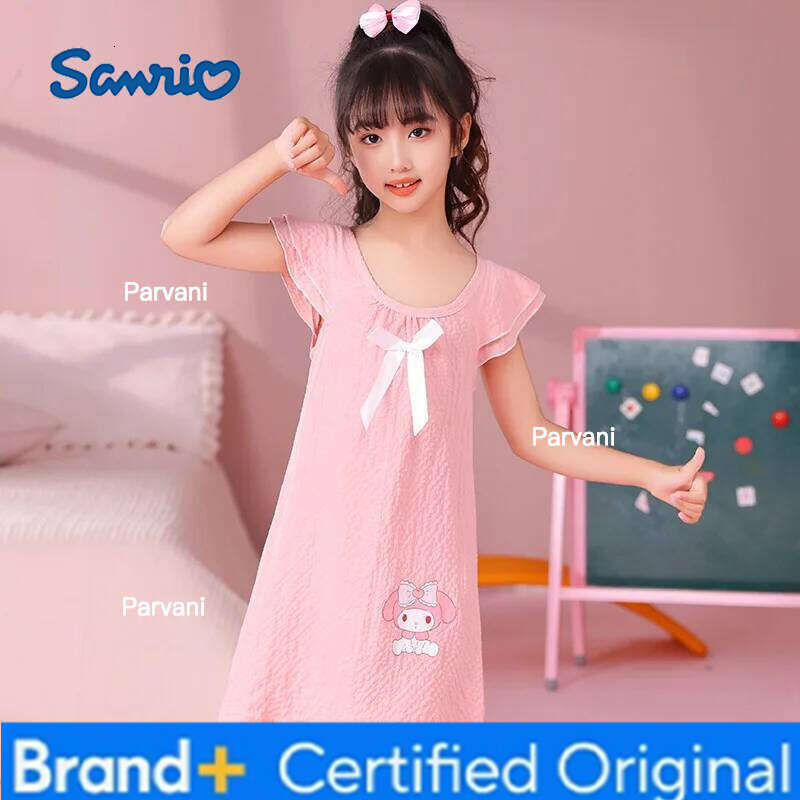 Sanrio Cartoon Home Clothes Girls' Pajama New Korean Camisole Dress for Girls and Children Baby Pajamas Nightgown Girl Kid's H260206 - view 6