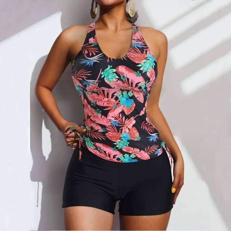 Summer Floral Swimsuits Tankini Sets Female Swimwear Sports Beach Wear Two-Piece Bathing Suits Pool Women's Swimming Suit 2026 XJ260206
