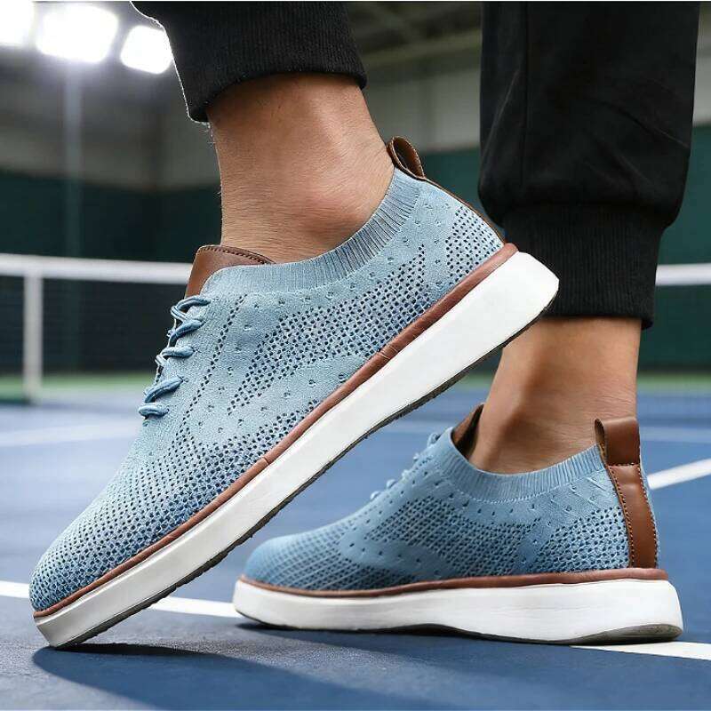 Versatile Men's Breathable Mesh Casual Shoes Lightweight Comfortable Footwear Match Urban Commute Knit Sneakers