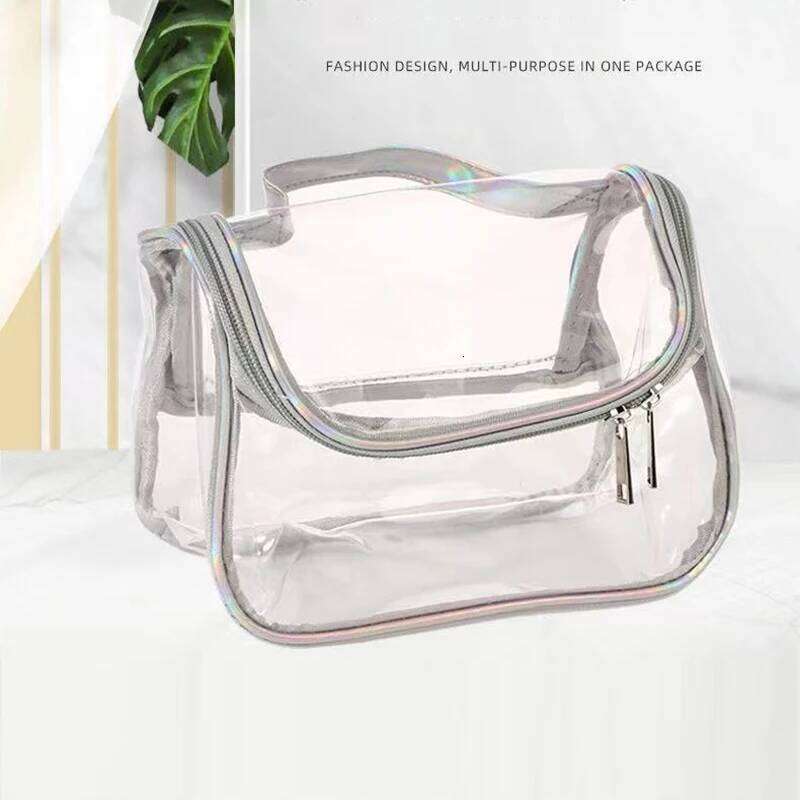 1Pcs Fashion Transparent PVC Portable Waterproof Toiletry Travel Cosmetic Bag Pouch Y260206