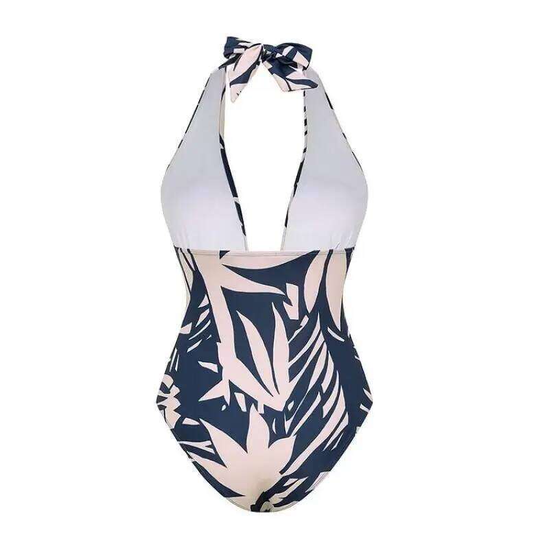 Flaxmaker 2025 Women Summer Sexy V Neck Leaves Print One Piece Swimsuit and Pants/Skirt Femme Retro Swimwear Sets Beachwear Z260206