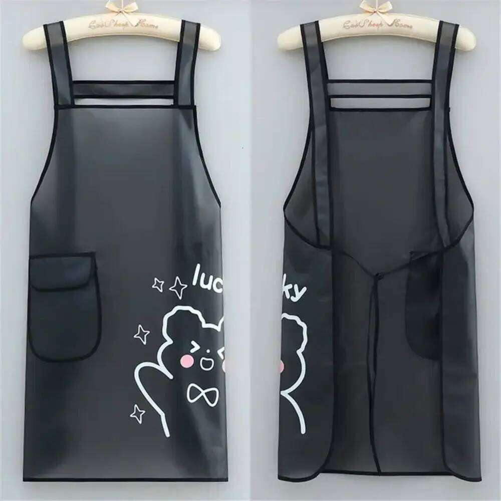 Cartoon Sleeveless Waterproof TPU Dirt-Proof Lightweight Kitchen Apron Transparent Cleaning Aprons Home Use S260205