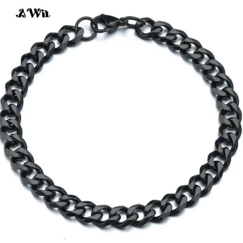 Fashion Stainless Steel Men Curb Cuban Chain Women Bracelet On For Couple Unisex Wrist Hand Jewelry Gift Party 26H0206