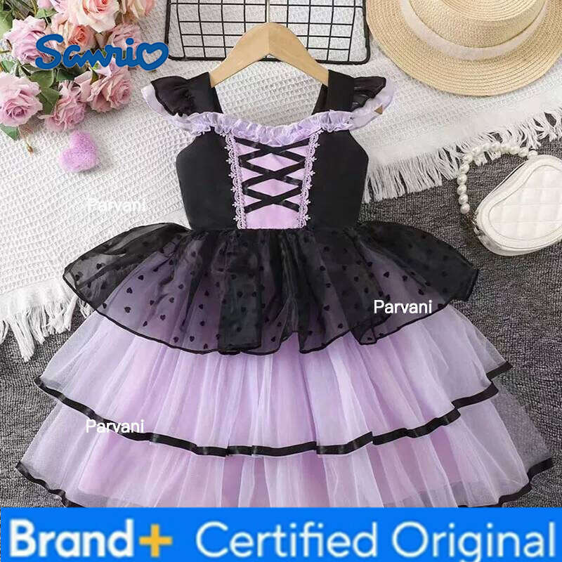 Sanrio New 2026 Girl Vampire Fluffy For Girls Kids Mesh Princess Dress Purple Cool Clothes Lolita Carnival Party Costume H260206 - view 4