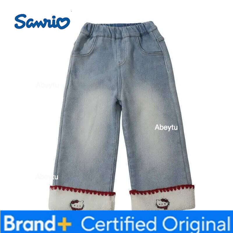 Sanrio Hello Kitty Kawaii Y2K Anime Children's Clothing Jeans Winter Overalls for Newborns Fuzz Amsterdam Kids Overall Boy Girls H260206