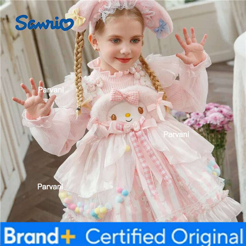 Sanrio My Melody Girls Skirt Spring Autumn New Lace Anime Figure Princess Kawaii Cartoon Dress Fashion Sweet Long Sleeves H260206 - view 3