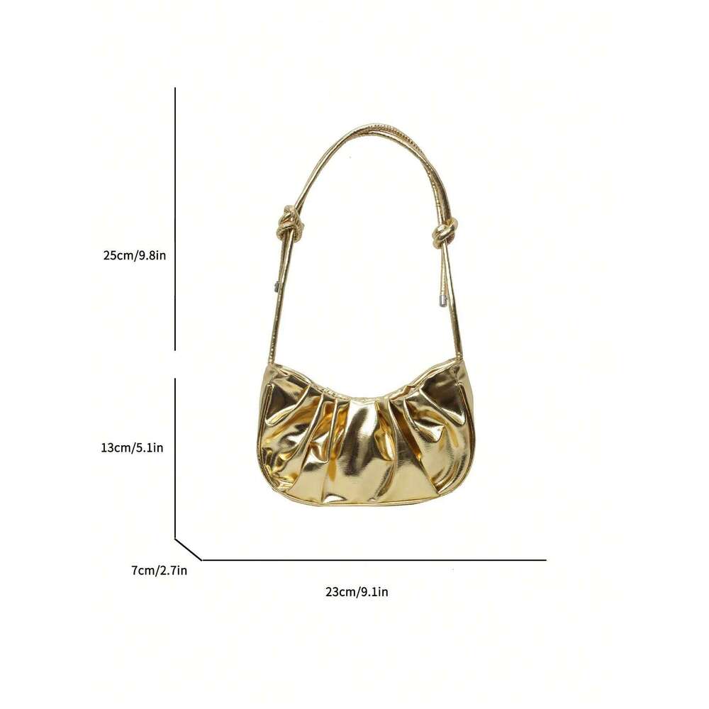 Fashion Classic Solid Color Pu Hobo Waterproof Fabric Pleated Design Underarm Spice Girl Style Shoulder Bag Y260205
