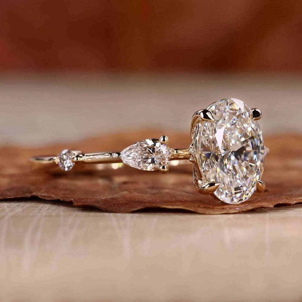 Igi Certified Cvd HPHT Vvs Lab Grown Created Diamond 14K 18K Solid Gold Rings Engagement Ring Jewelry For Women Oval Cut