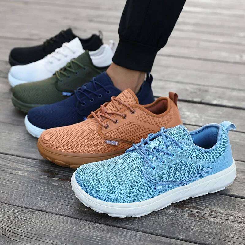 Mesh Wide Toe Minimalist Comfortable Lightweight Walking Shoes Daily Outdoor Breathable Travel Men's Flat Sneakers