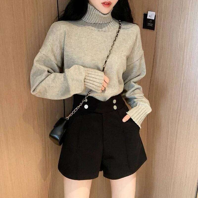 Autumn Shorts Women Loose All-match Soft Ulzzang Preppy Clothing Retro Casual Solid Female Fashion New Chic Streetwear Tender H260206