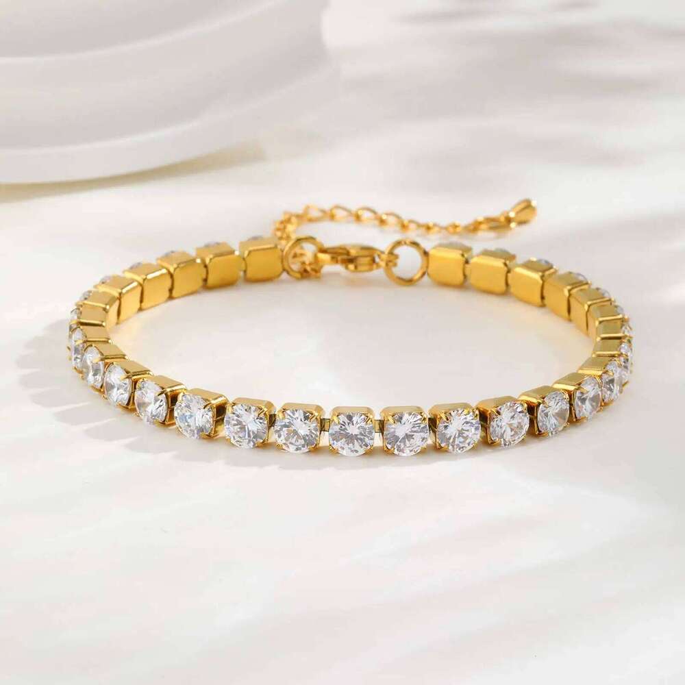 2/3/4/5MM Luxury Tennis for Women, Stainless Steel Bracelet Zircon Chain Bracelets, Dainty Jewelry Gift 26H0206