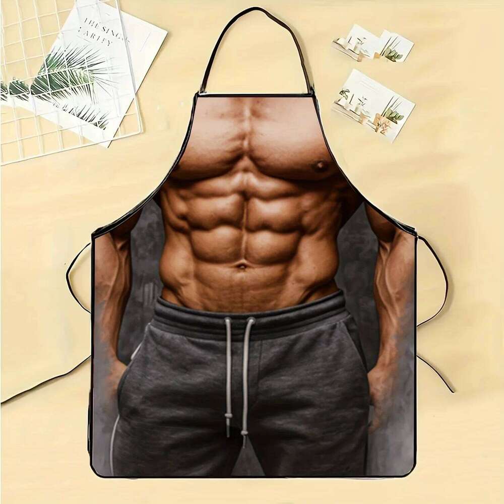 Sexy Male Abs Waterproof Polyester Kitchen BBQ Apron for Men Gift S260205