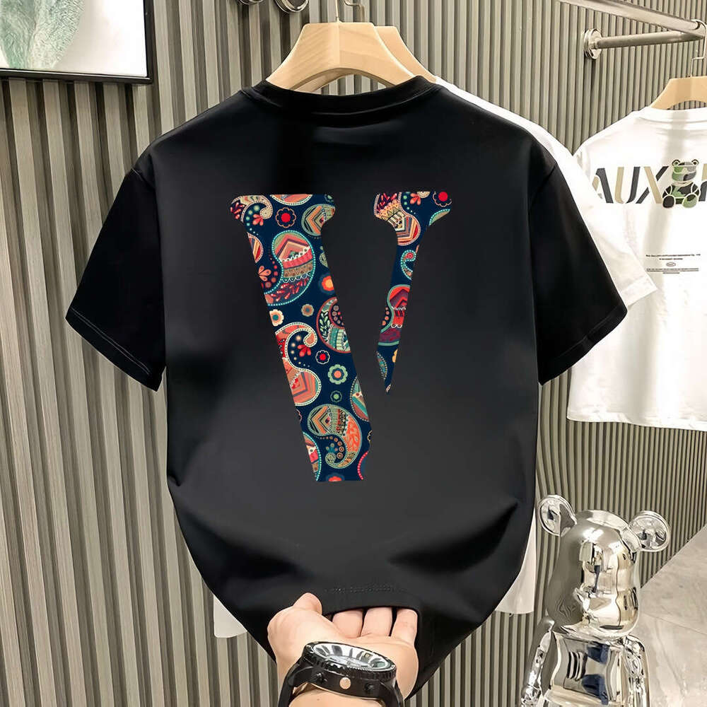 Summer Heavyweight Versatile Brand Men's T-Shirt Round Neck Fashion Casual Trendy Short Sleeve Tee Shirt Top Ins