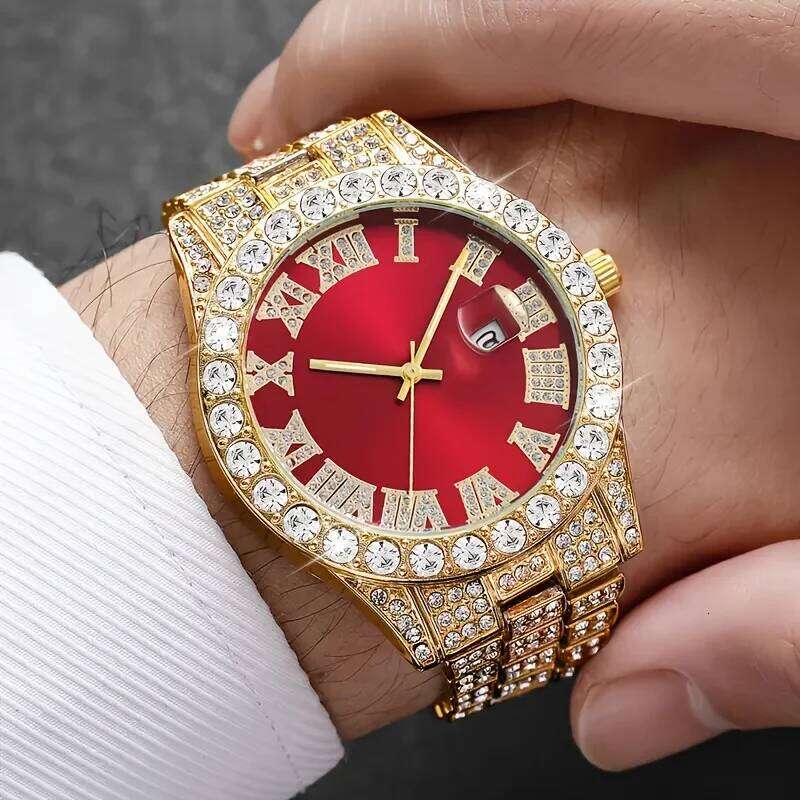 5PCS/Set Luxury Full Diamond Large Dial Women Watches Stainless Steel Band Calendar Quartz Wristwatch Jewelry SetWithout Box Z260206