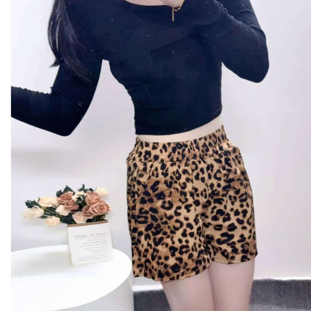 Slimming Summer Thin Elastic Waist Printed Short Casual Women's Fashionable Catwalk Style Leopard Print Mini Pants XJ260206