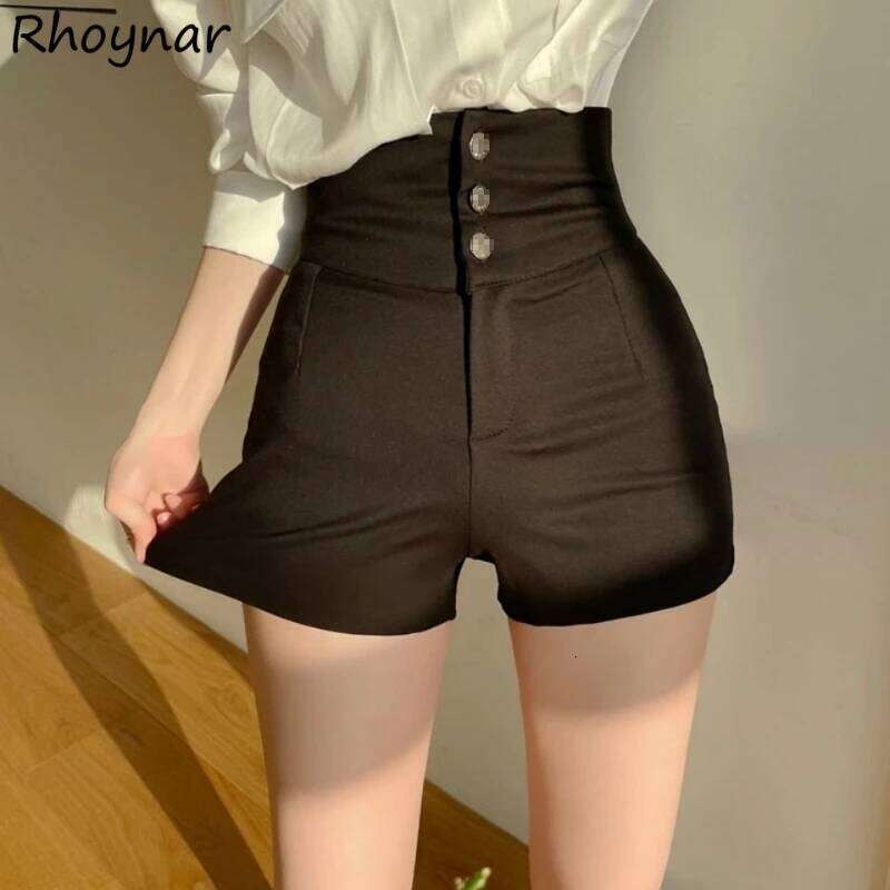 Shorts Women Slim Black Summer Hotsweet Club Style Solid Sexy Ladies High Waist Streetwear All-match Leisure Mujer Soft Trouser H260206