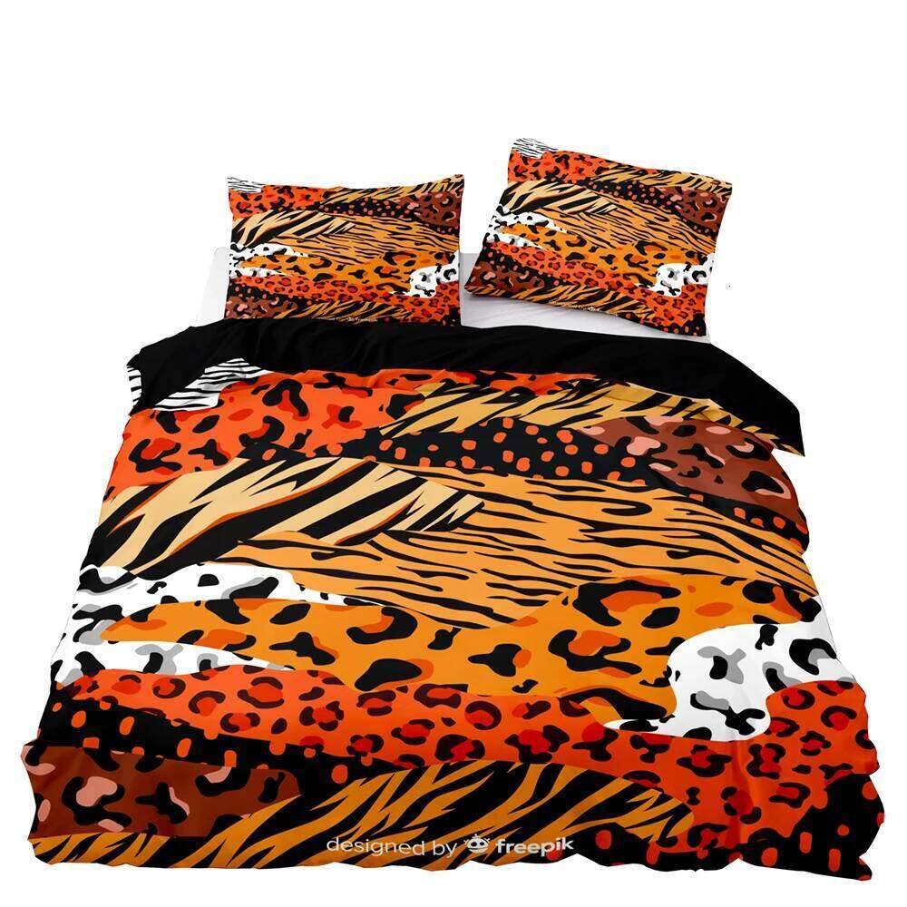 American Style Bedding Set Queen Pink Leopard Pattern Duvet With Pillowcase Single Double King Soft Comforter Bed Cover XJ260206