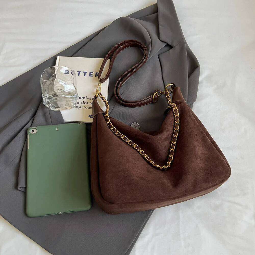 Women Suede Shoulder Adjustable Strap Crossbody with Inner Pocket Underarm Work Travel Bag Y260205