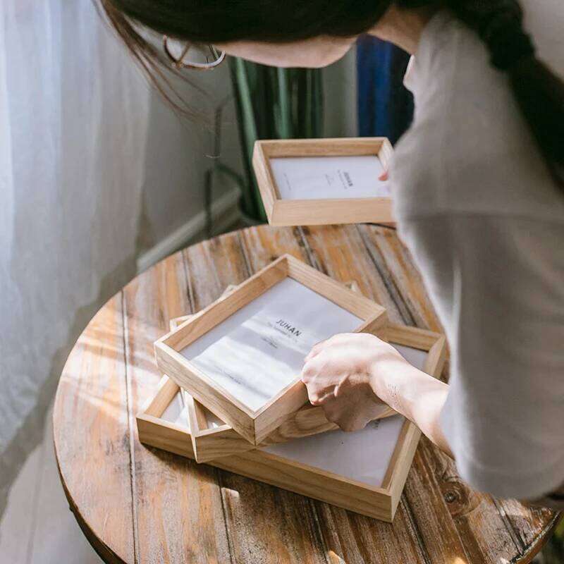 Ash Frame Japanese Style Wooden Photo Display 7/8/10 Inch Picture Frames Natural Wood Desktop Decoration S260205